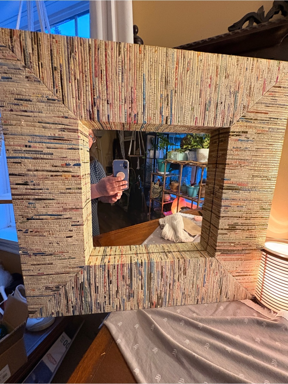 Handcrafted orgami mirror  Paper Strip Frame Mirror - Unbranded.1990s
